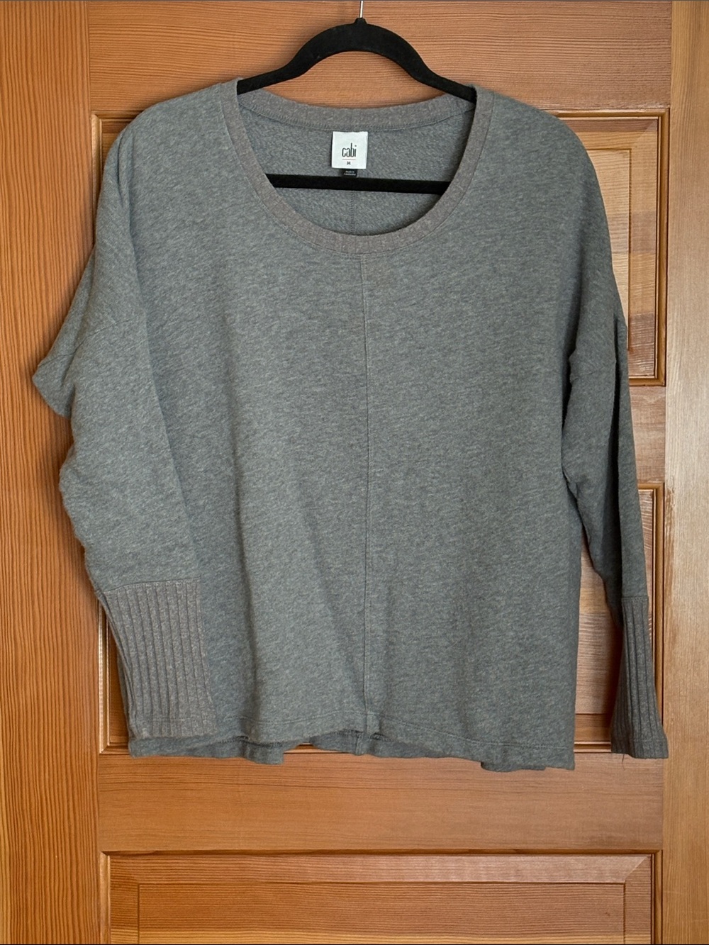 Cabi Heather Gray Scoopneck Crew Sweater
